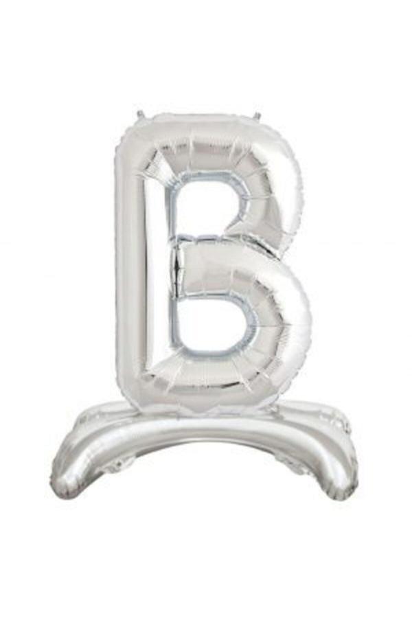 Parti Sürprizi Ayakta Durabilen Gümüş B Harf Folyo Balon - Image 1