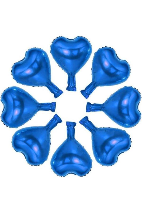 Parti Sürprizi Mavi Kalp Mini Shap Folyo Balon 6 Adet - Image 1