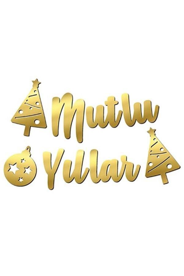 Parti Sürprizi Mutlu Yıllar Altın Kaligrafi Banner Süs - Image 1