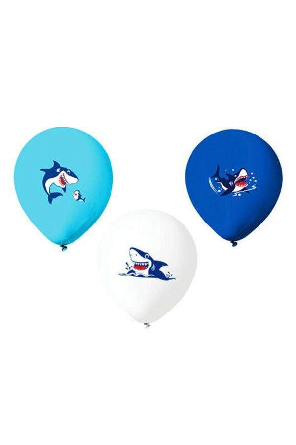 Parti Sürprizi Köpek Balığı Teması Latex Balon 6 Adet - Image 1