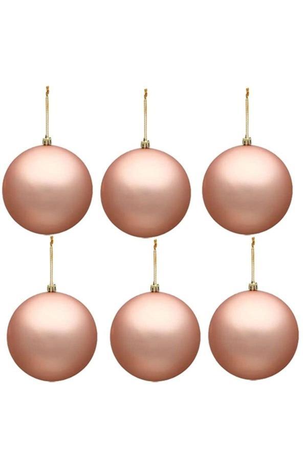 Parti Sürprizi Rose Gold Çam Ağacı 6 Cm Top Süs 6 Adet - Image 1