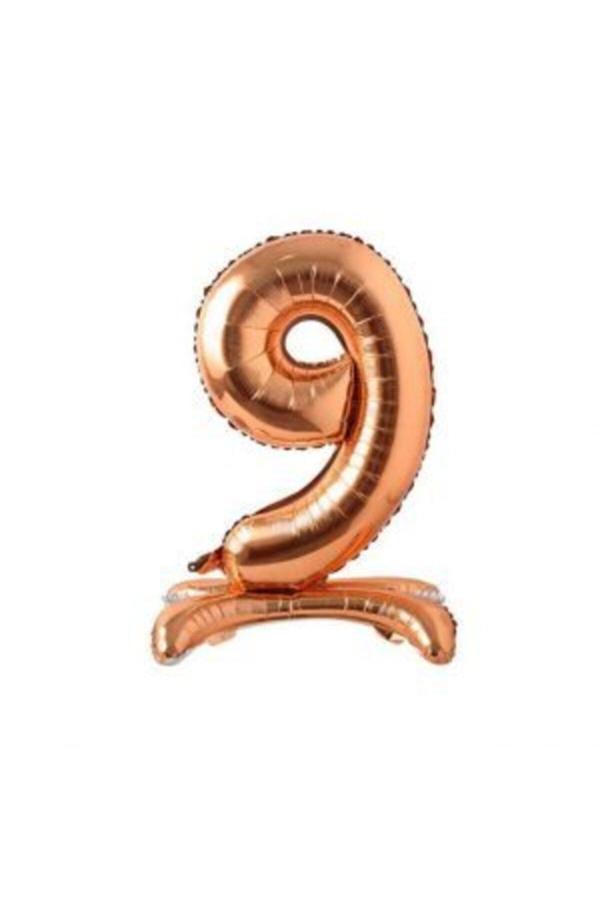 Parti Sürprizi Ayakta Durabilen Bronze 9 Rakam Folyo Balon - Image 1