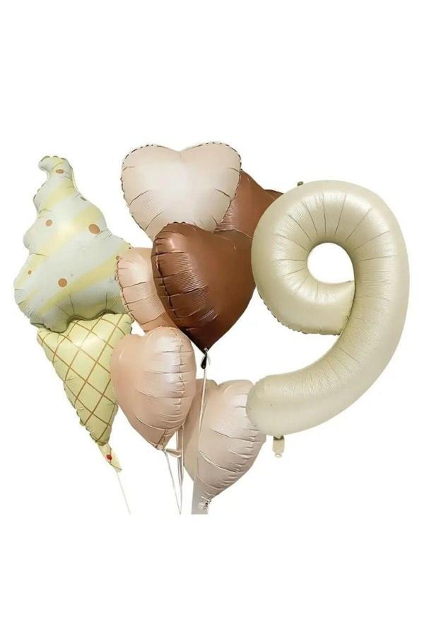 Parti Sürprizi Retro Dondurma Kalp 9 Yaş Folyo Balon Set - Image 1