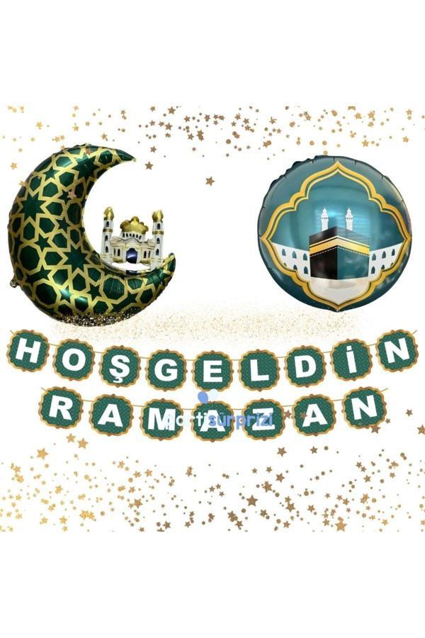 Parti Sürprizi Hoş Geldin Ramazan Yeşil Folyo Balonlu Set - Image 1
