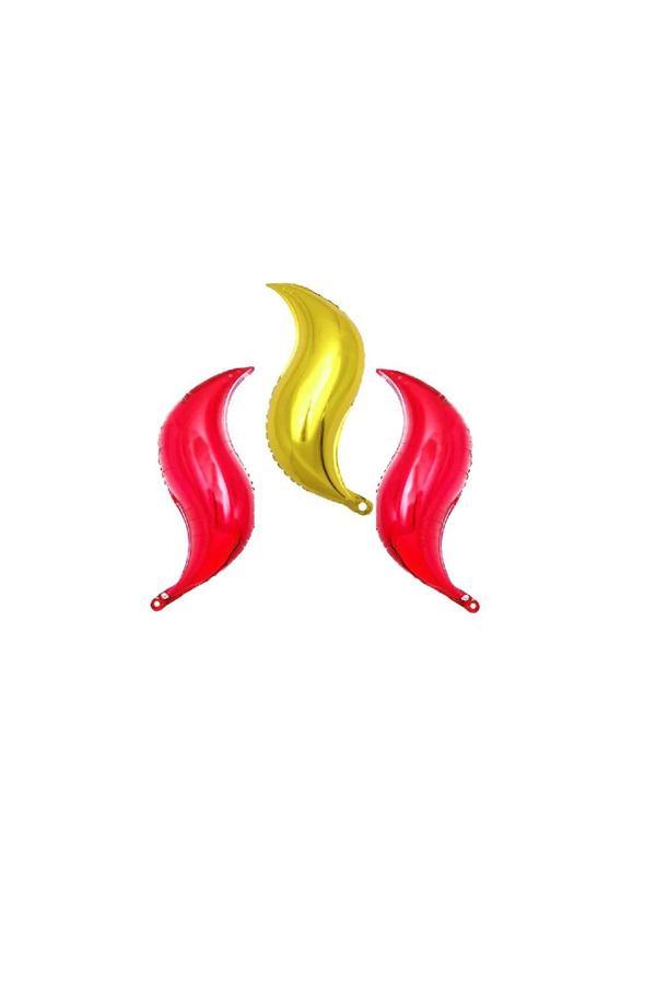 Parti Sürprizi İtfaiye Ateş Şekilli Folyo Balon 3 lü Set - Image 1