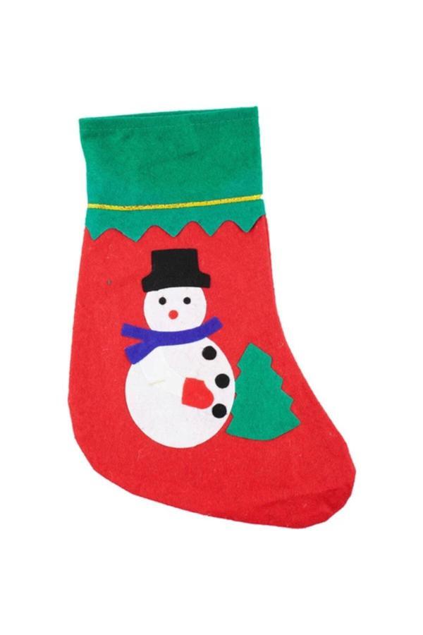 Parti Sürprizi Yeni Yıl Çam Ağacı Ve Şömine Dekoru Kardan Adam Hediyelik Çorap - Image 1