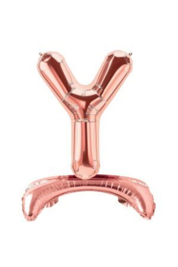 Parti Sürprizi Ayakta Durabilen Rose Gold Y Harf Folyo Balon - Image 1