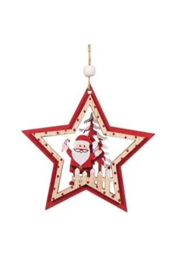 Parti Sürprizi Yılbaşı Ağacı Noel Baba Yıldız Dekor Süs 11 Cm 1 Adet - Image 1