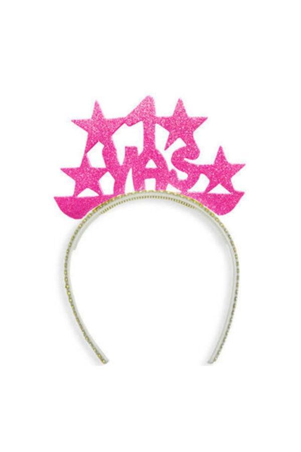 Parti Sürprizi Pembe 1 Yaş Simli Eva Taç 1 Adet - Image 1