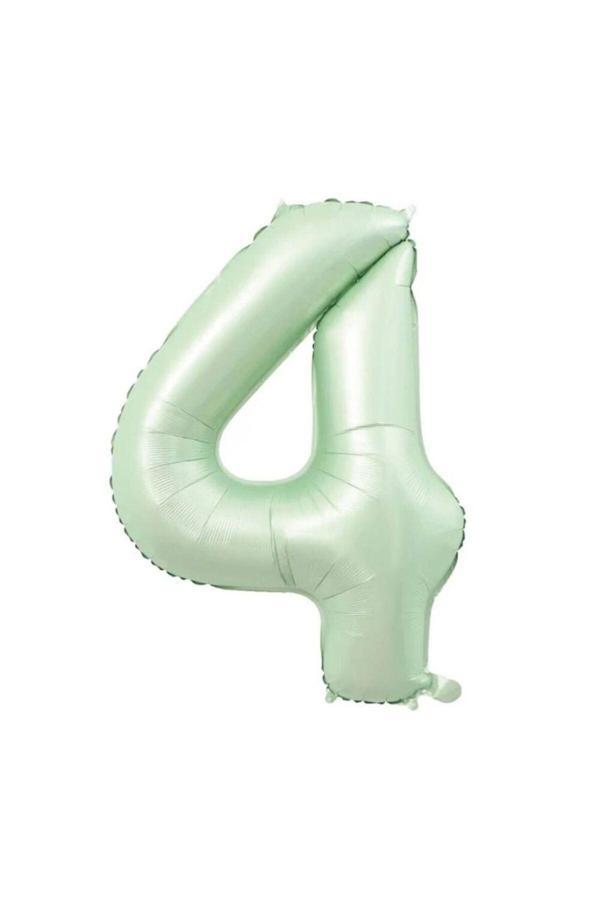 Parti Sürprizi Retro Su Yeşili 4 Rakam Folyo Balon - Image 1
