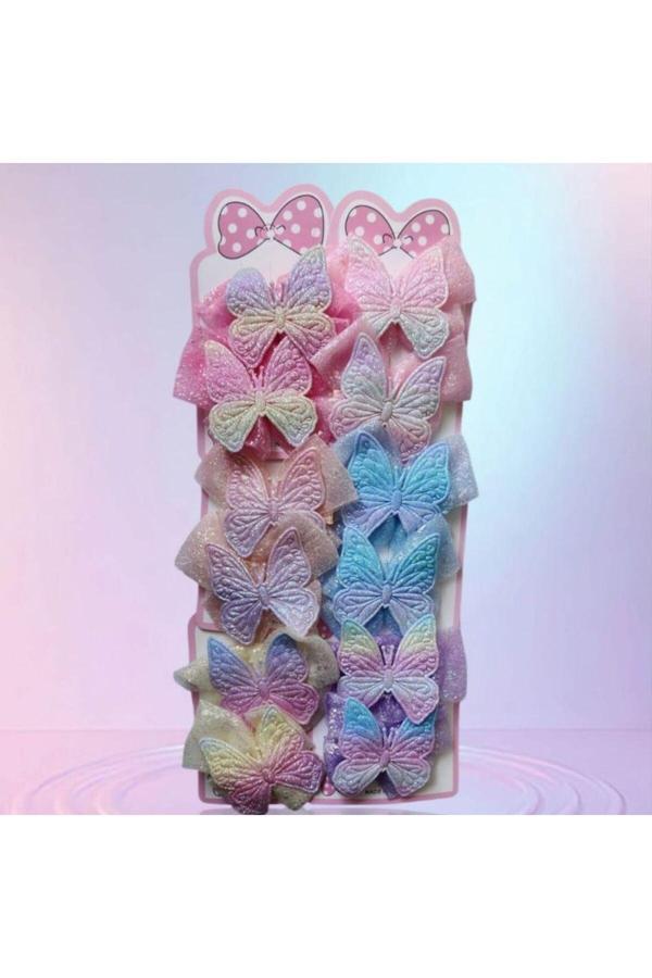 Parti Sürprizi Hediyelik Pırıltılı Kelebek Saç Tokası 2 Adet - Image 1