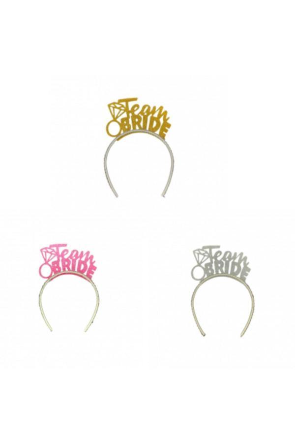 Parti Sürprizi Team Bride Simli Eva Taç Karışık Renk 10 Adet - Image 1