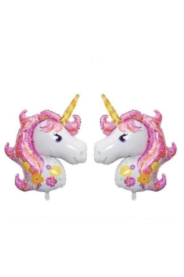 Parti Sürprizi Çiçekli Unicorn Mini Shap Folyo Balon 2 Adet - Image 1