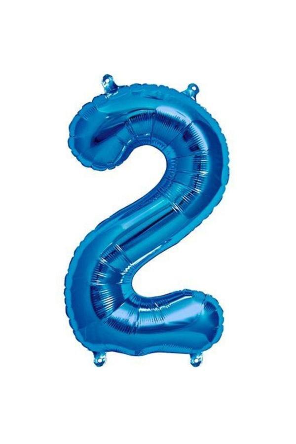Parti Sürprizi Mavi 2 Rakam Folyo Balon 40 cm 1 Adet - Image 1