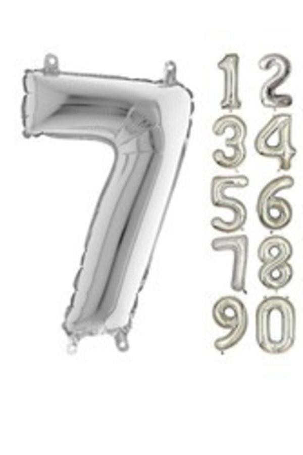 Parti Sürprizi 80 Cm Folyo Balon 7 Rakamı Gümüş Renkli - Image 1