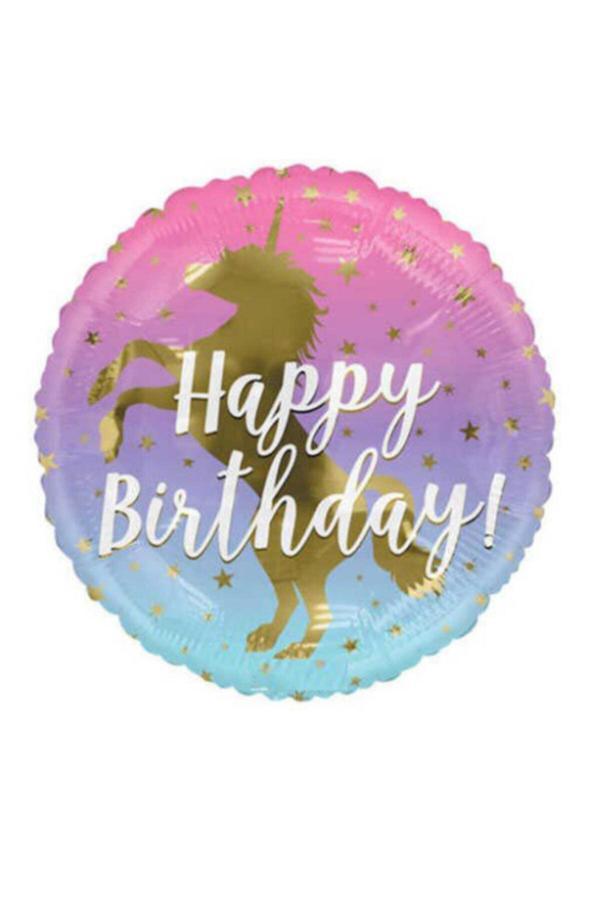 Parti Sürprizi Unicorn Happy Birthday Folyo Balon - Image 1