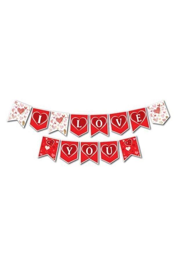 Parti Sürprizi I Love You Bayrak Afiş - Image 1