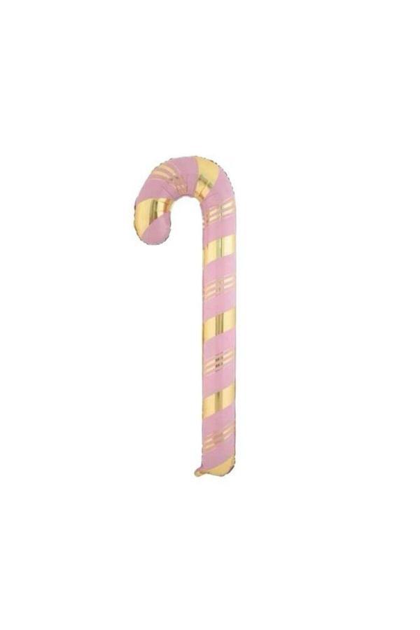 Parti Sürprizi Yılbaşı Partisi Pembe Gold Baston Şekilli Folyo Balon 1 Adet - Image 1