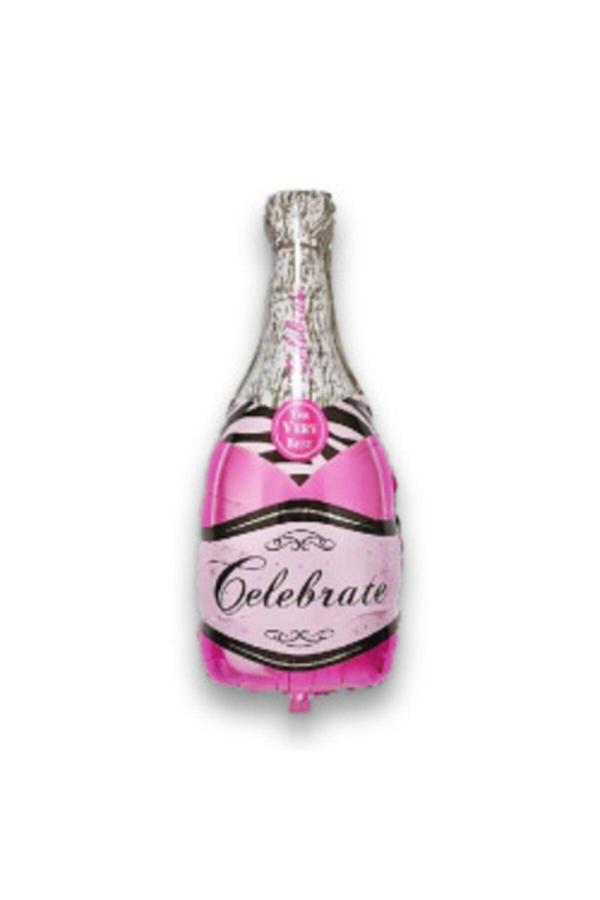 Parti Sürprizi Pembe Şampanya Şişesi Şekilli Folyo Balon - Image 1