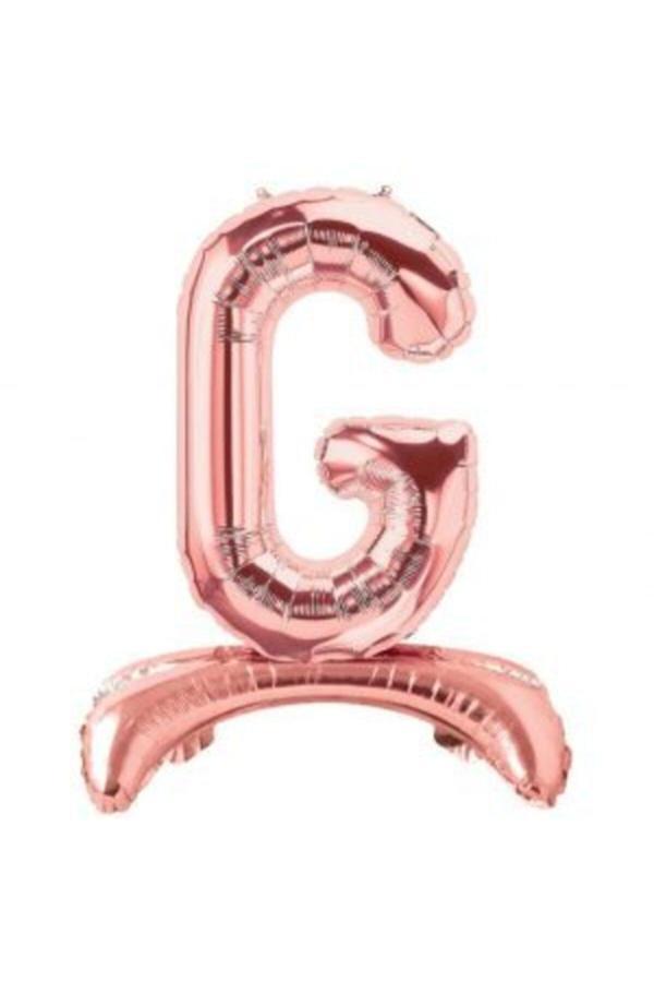 Parti Sürprizi Ayakta Durabilen Rose Gold G Harf Folyo Balon - Image 1