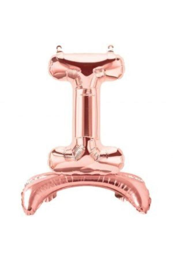 Parti Sürprizi Ayakta Durabilen Rose Gold I Harf Folyo Balon - Image 1