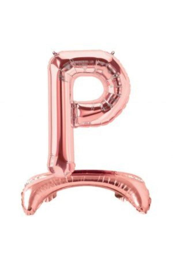 Parti Sürprizi Ayakta Durabilen Rose Gold P Harf Folyo Balon - Image 1