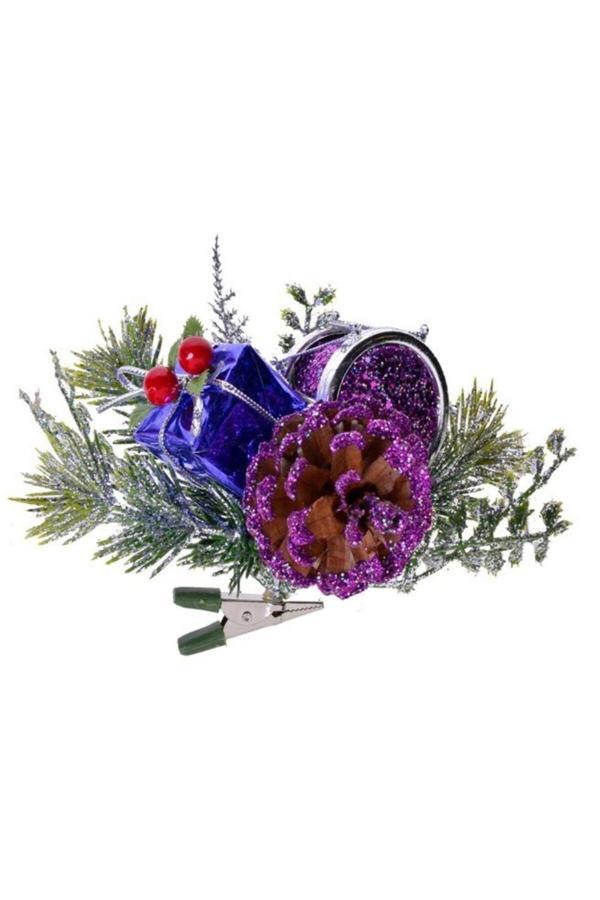 Parti Sürprizi Yılbaşı Partisi 18 cm Hediyelik Mor Davul Çiçek Süs - Image 1