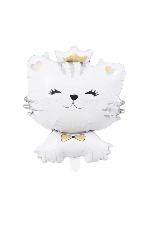 Parti Sürprizi Sevimli Beyaz Kedi Folyo Balon 1 Adet - Image 1