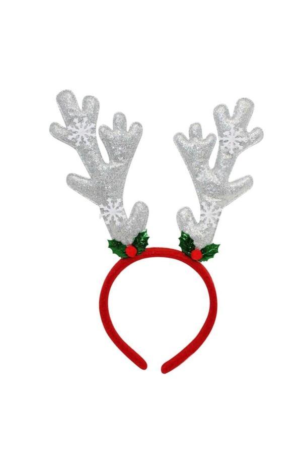 Parti Sürprizi Yılbaşı Partisi Geyik Taç Gümüş Renk 1 Adet - Image 1