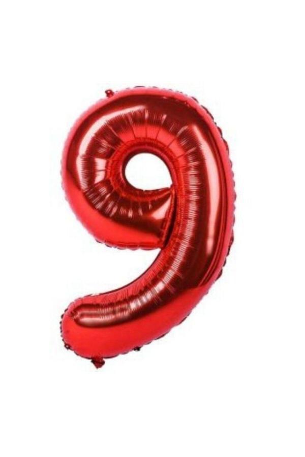 Parti Sürprizi Kırmızı 9 Rakam Folyo Balon 40 cm 1 Adet - Image 1