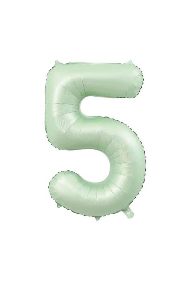 Parti Sürprizi Retro Su Yeşili 5 Rakam Folyo Balon - Image 1