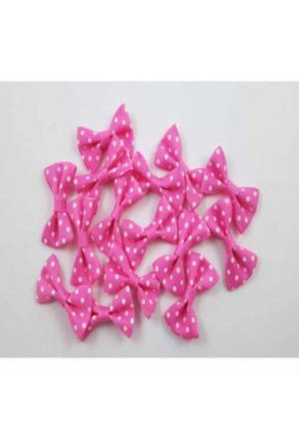 Parti Sürprizi Pembe Beyaz Puanlı Mini Fiyonk 25 Adet - Image 1