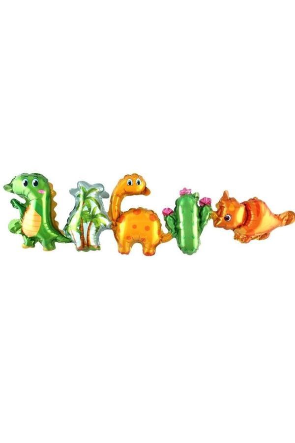Parti Sürprizi Sevimli Dinozor Folyo Balon 5 li Set - Image 1