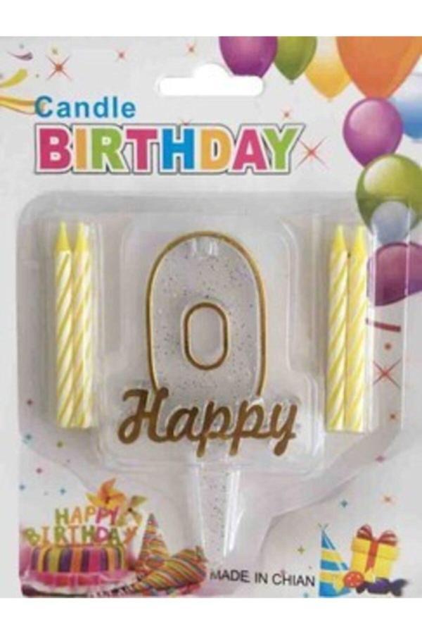 Parti Sürprizi Altın Renk 0 Yaş Happy Yazılı Mum - Image 1
