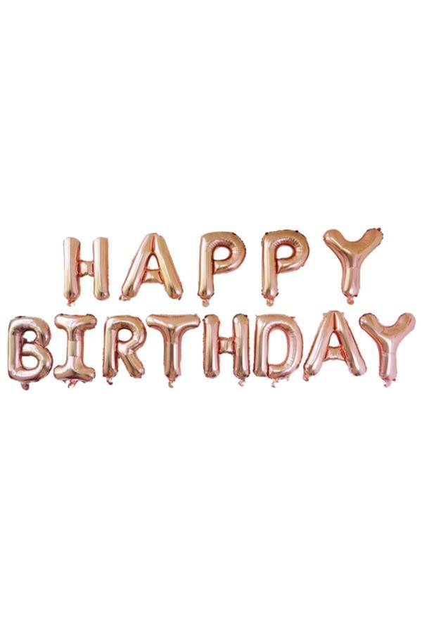 Parti Sürprizi Rose Gold Happy Birthday Folyo Balon - Image 1