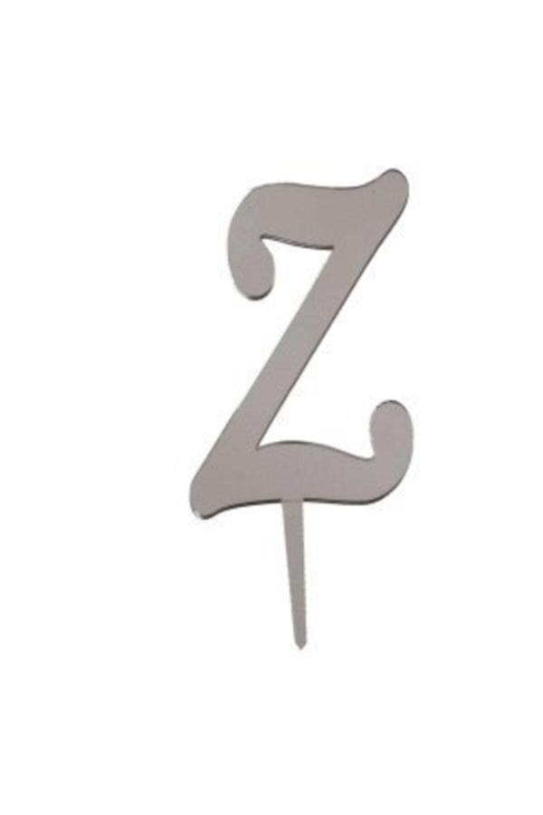 Parti Sürprizi Z Harf Aynalı Gümüş Pleksi 7 Cm - Image 1