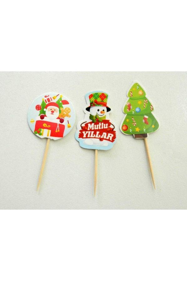 Parti Sürprizi Noel Baba Mutlu Yıllar Kürdan 10 Adet - Image 1