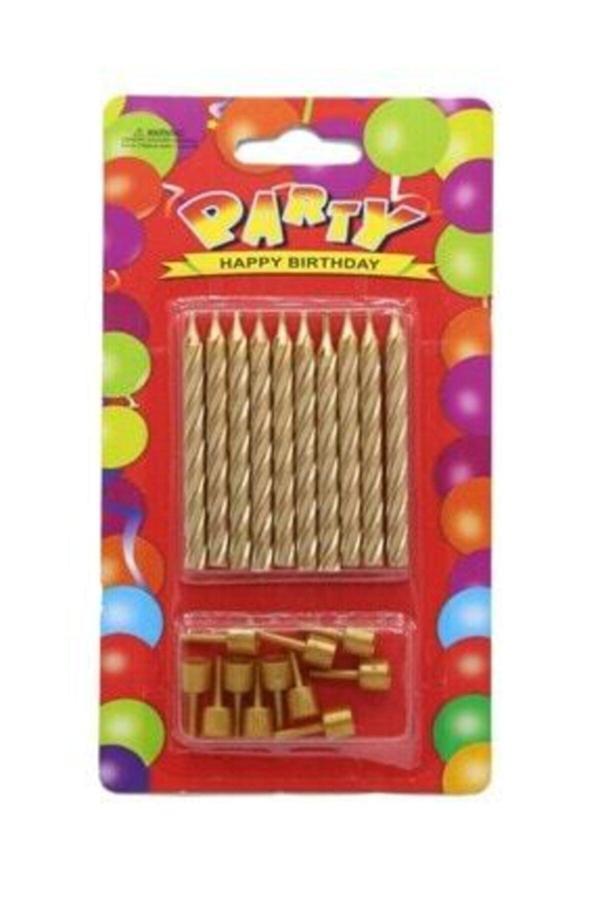 Parti Sürprizi Burgulu Altın Renk 10 Lu Mum - Image 1