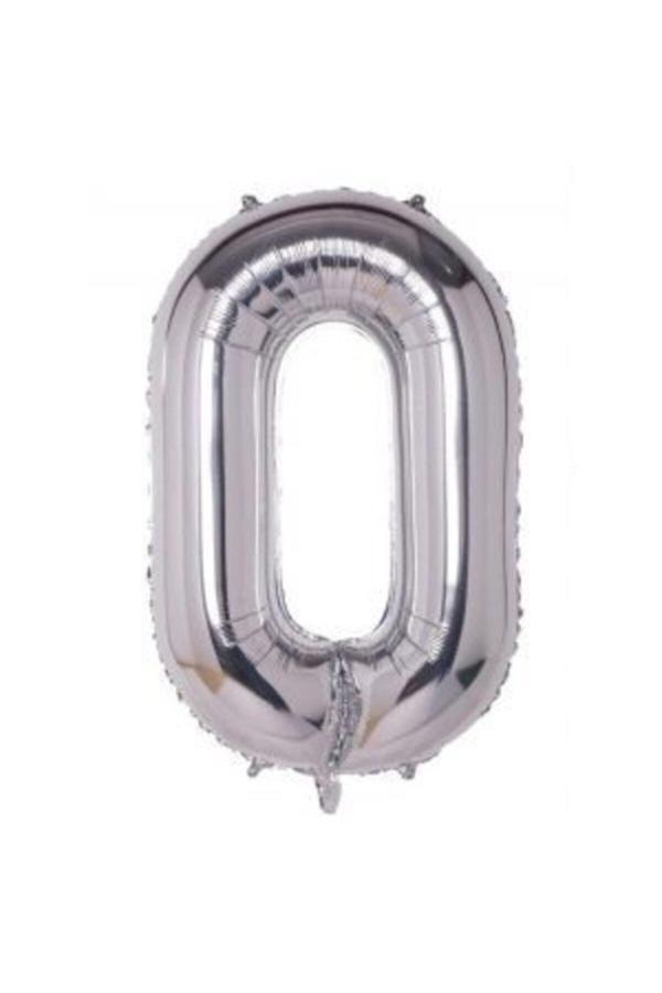 Parti Sürprizi Folyo Balon 0 Rakam Gümüş Renk 100 Cm - Image 1