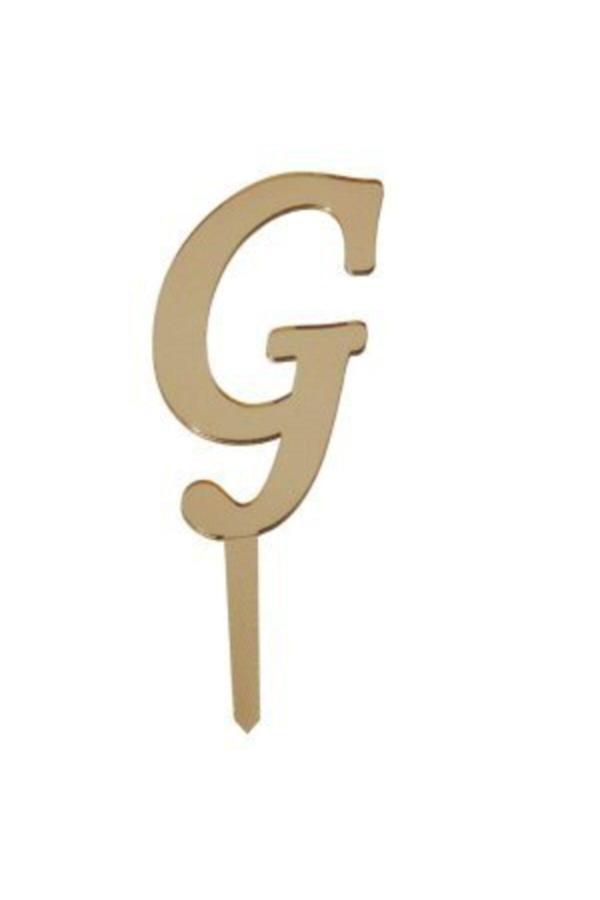 Parti Sürprizi G Harf Aynalı Altın Pleksi 7 cm - Image 1