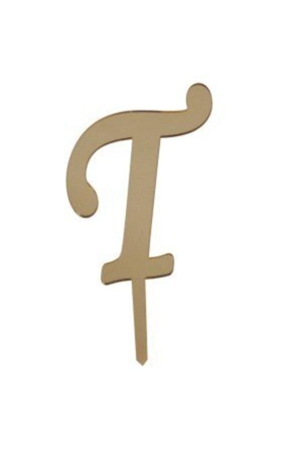 Parti Sürprizi T Harf Aynalı Altın Pleksi 7 Cm - Image 1