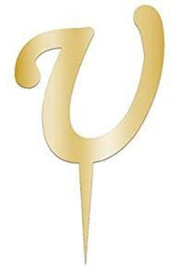 Parti Sürprizi U Harf Aynalı Altın Pleksi 7 cm - Image 1