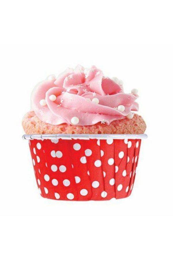 Parti Sürprizi Kırmızı Beyaz Puanlı Cupcake Kılıfı 25 Adet - Image 1