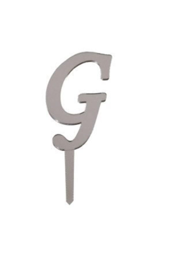 Parti Sürprizi G Harf Aynalı Gümüş Pleksi 7 Cm - Image 1