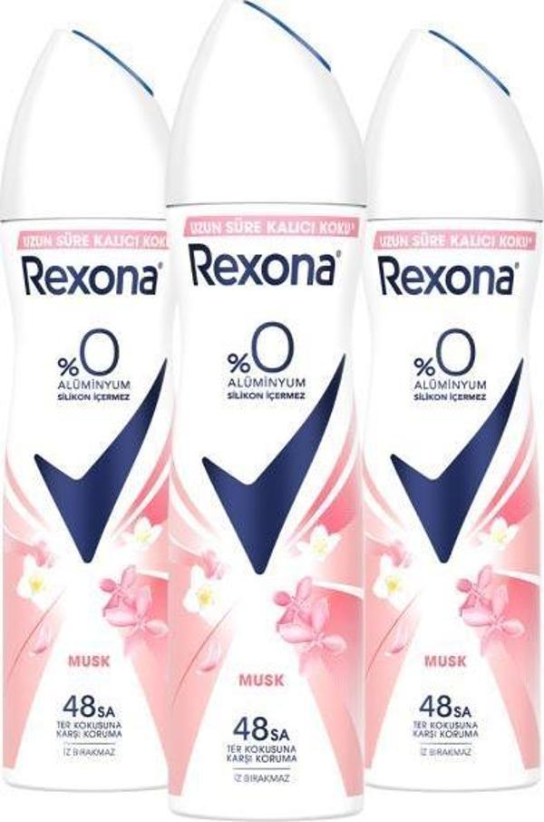 Rexona Musk %0 Alüminyum 48 Saat Kadın Sprey Deodorant 150 ml X 3 Adet - Image 1