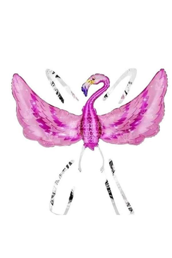 Parti Sürprizi Kanatlı Pembe Flamingo Folyo Balon 1 Adet - Image 1