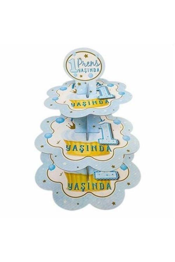 Doğumgünü Marketim Mavi 1 Yaş Prens Kek Standı3 Katlı - Image 1