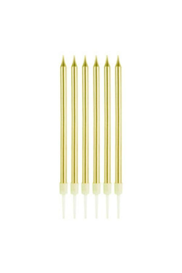 Parti Sürprizi Altın Renk 6 Lı Pasta Mumu 13 Cm - Image 1