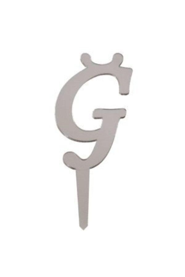 Parti Sürprizi Ğ Harf Aynalı Gümüş Renk Pleksi 7 cm - Image 1