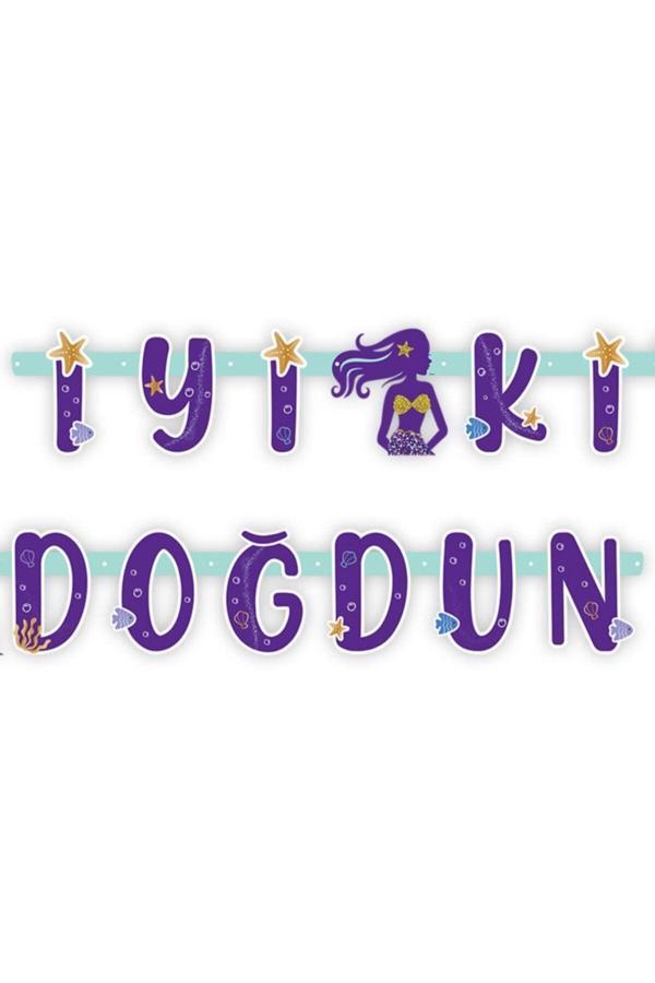 Parti Sürprizi Pırıltılı Deniz Kızı Iyi Ki Doğdun Afiş - Image 1